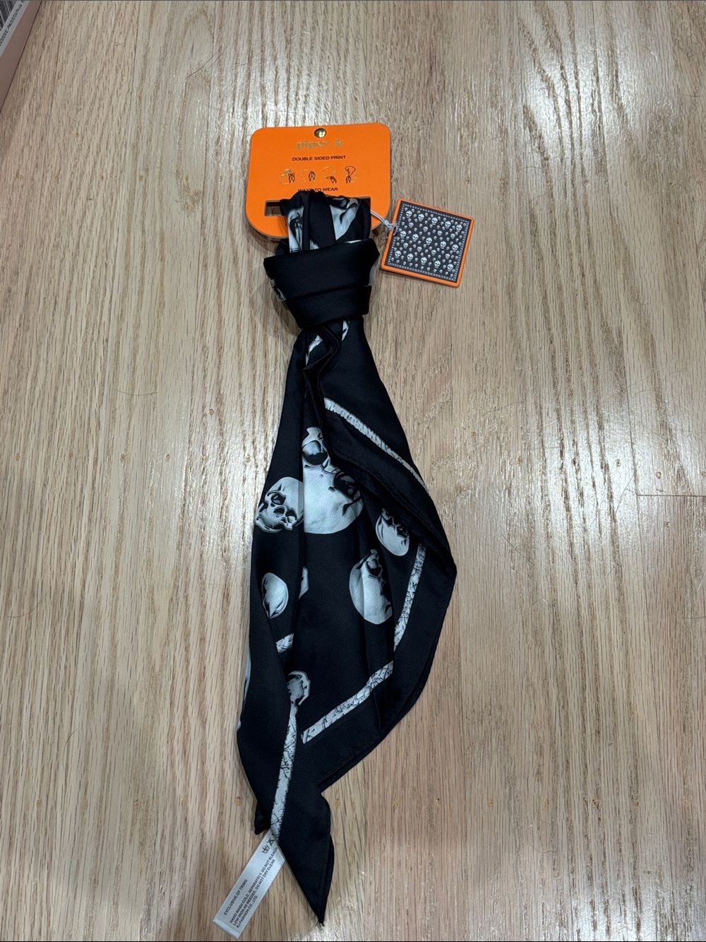 MWT Piper K Skull Print Black double sided scarf/ Bandana